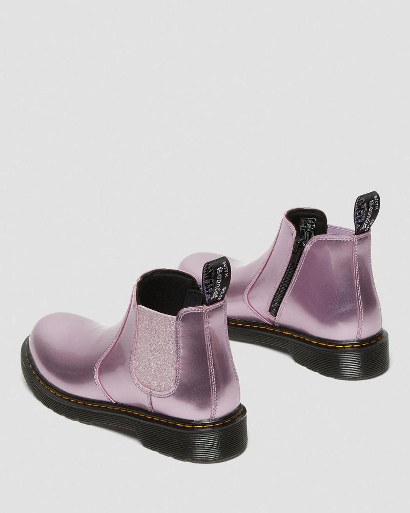 Kids' Dr Martens Youth 2976 Metallic Chelsea Boots Pink | AU 670LIS